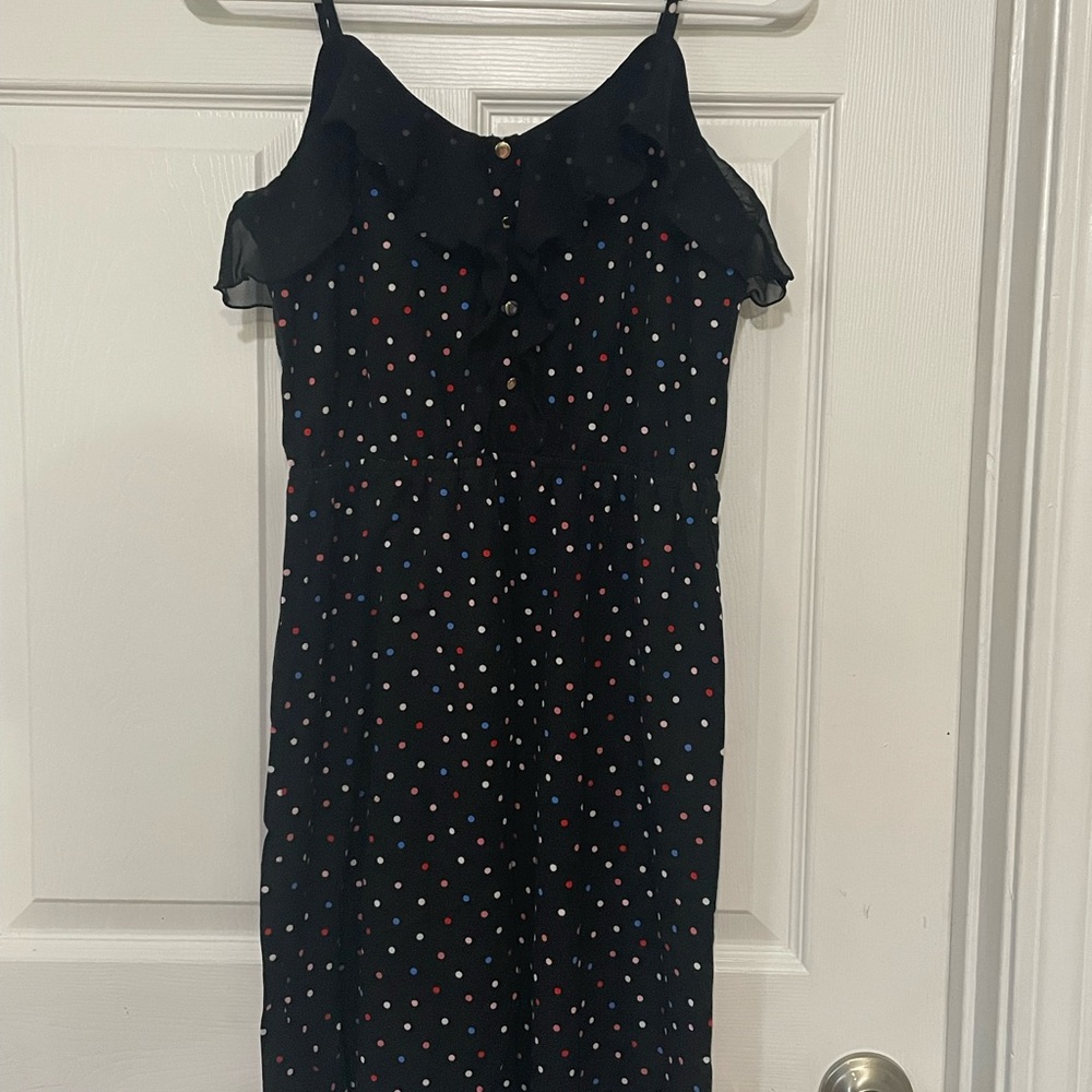 Black Polka Dot Dress with Ruffle Detail